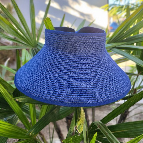 Brown Color Roll-Up Straw Hat, Summer Hat, Wide Brim Hat, Wide Brim Straw Visor - Picture 9 of 10